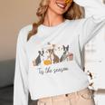 Boston Terrier Fall Pumpkin Tis The Season Autumn Women Women Long Sleeve T-Shirt, novelty gifts, funny gifts