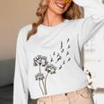 Boston Terrier Flower Fly Dandelion Dog Lover Dog Dad Women Long Sleeve T-Shirt, novelty gifts, funny gifts