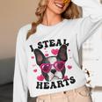 Boston Terrier Heart Glasses Girls Bostie Valentines Day Women Long Sleeve T-Shirt, novelty gifts, funny gifts