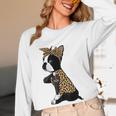 Boston Terrier Lover I Love Mom Tattoo Leopard Women Long Sleeve T-Shirt, novelty gifts, funny gifts