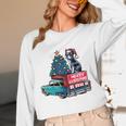 Boston Terrier Merry Christmas Tree Truck Santa Dog X-Mas Women Long Sleeve T-Shirt, novelty gifts, funny gifts