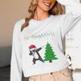 Boston Terrier Santa Hat Dabbing Around The Christmas Tree Women Long Sleeve T-Shirt, novelty gifts, funny gifts