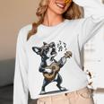 Dog Playing Guitar Singing Boston Terrier For Men Women Girls Kids Women Long Sleeve T-Shirt, novelty gifts, funny gifts