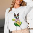 Hawaiian Boston Terrier Dog Pineapple Ukulele Summer For Men Women Girls Kids Women Long Sleeve T-Shirt, novelty gifts, funny gifts