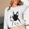 I Love My Boston Terrier Dog With Heart Women Long Sleeve T-Shirt, novelty gifts, funny gifts