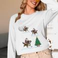 Xmas Lighting Tree Santa Riding Boston Terrier Christmas Women Long Sleeve T-Shirt, novelty gifts, funny gifts