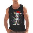 Boston Terrier Christmas Santa Hat Tree Lights Pajama Men Tank Top, Boston Terrier Christmas Gifts, trending gift