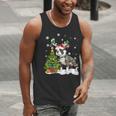 Boston Terrier Christmas Tree Lights Santa Hat Men Tank Top, Boston Terrier Christmas Tank Tops, funny gift
