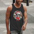 Boston Terrier Christmas Wreath Decoration Xmas Pajamas Men Tank Top, Boston Terrier Christmas Tank Tops, funny gift