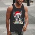 Boston Terrier Dog Santa Christmas Tree Lights Xmas Men Tank Top, Boston Terrier Christmas Tank Tops, funny gift