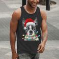 Boston Terrier Santa Christmas Tree Lights Xmas Boys Men Dog Men Tank Top, Boston Terrier Christmas Tank Tops, funny gift