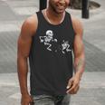 Skeleton Chasing Dog Boston Terrier Halloween Pet Lover Men Tank Top, Boston Terrier Halloween Tank Tops, funny gift