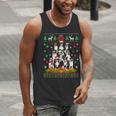 Ugly Sweater Christmas Tree Boston Terrier Dog Xmas Pajama Men Tank Top, Boston Terrier Christmas Tank Tops, funny gift