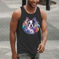 Watercolor Floral Boston Terrier Mama Dog Lover Mother's Day Men Tank Top, funny gift