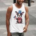 Boston Terrier Puppy Dog Holds His American Flag 4th Of July Men Tank Top, American Boston Terrier Tank Tops, Boston Terrier 4th Of July Tank Tops, funny gift