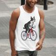 Boston Terrier Riding Bicycle Cute Bostie Biker Raglan Baseball Tee Men Tank Top, Boston Terrier Riding Tank Tops, funny gift