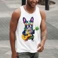 Hawaiian Boston Terrier & Pineapple Ukulele Summer Vacation Men Tank Top, funny gift