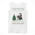 Ugly Christmas Tree Lights Xmas Santa Riding Boston Terrier Men Tank Top, Boston Terrier Christmas Gifts, Boston Terrier Riding Gifts, funny design