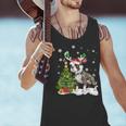 Boston Terrier Christmas Tree Lights Santa Hat Men Tank Top, Boston Terrier Christmas Tank Tops, gift for family, gift for coworker
