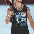 Boston Terrier Dog Art Van Gogh Starry Night Boston Terrier Men Tank Top, gift for family, gift for coworker