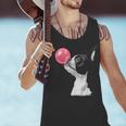 Boston Terrier Dog Blowing Chewing Bubble Gum Pink Men Tank Top, gift for family, gift for coworker