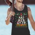 Ugly Sweater Christmas Tree Boston Terrier Dog Xmas Pajama Men Tank Top, Boston Terrier Christmas Tank Tops, gift for family, gift for coworker