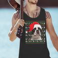 Ugly Xmas Sweater Santa Boston Terrier Dog Christmas For Men Women Kids Men Tank Top, Boston Terrier Christmas Tank Tops, gift for family, gift for coworker