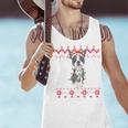 Boston Terrier Dog Santa Hat Men Kids Ugly Christmas Light Men Tank Top, Boston Terrier Christmas Tank Tops, gift for family, gift for coworker