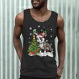 Boston Terrier Christmas Tree Lights Santa Hat Men Tank Top, novelty gifts, funny gifts