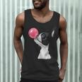 Boston Terrier Dog Blowing Chewing Bubble Gum Pink Men Tank Top, novelty gifts, funny gifts