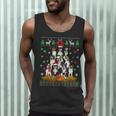 Ugly Sweater Christmas Tree Boston Terrier Dog Xmas Pajama Men Tank Top, novelty gifts, funny gifts