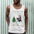 Ugly Christmas Tree Lights Xmas Santa Riding Boston Terrier Men Tank Top, novelty gifts, funny gifts