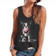 Vintage Boston Terrier Blowing Bubble Gum American Gentleman Flowy Tank, trending gift
