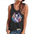 Watercolor Floral Boston Terrier Mama Dog Lover Mother's Day Flowy Tank, trending gift