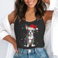 Boston Terrier Christmas Santa Hat Tree Lights Pajama Flowy Tank, funny gift
