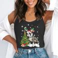Boston Terrier Christmas Tree Lights Santa Hat Flowy Tank, funny gift