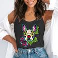 Boston Terrier In Day Of The Dead Sugar Skull Dog Flowy Tank, funny gift
