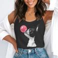 Boston Terrier Dog Blowing Chewing Bubble Gum Pink Flowy Tank, funny gift