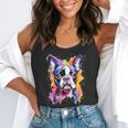 Boston Terrier Lover Pop Art Color Boston Terrier Dog For Men Women Girls Kids Flowy Tank, funny gift