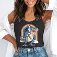 Boston Terrier Riding Dinosaur T-Rex Boys Kids Rainbow Flowy Tank, funny gift