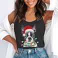 Boston Terrier Santa Christmas Tree Lights Xmas Boys Men Dog Flowy Tank, funny gift