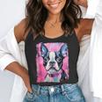Dog Pink Boston Terrier Flowy Tank, funny gift