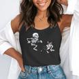 Skeleton Chasing Dog Boston Terrier Halloween Pet Lover Flowy Tank, funny gift