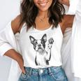 Boston Terrier Dog Raising Paw Idea Men Women Flowy Tank, funny gift