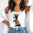 Boston Terrier Lover I Love Mom Tattoo Leopard Flowy Tank, funny gift