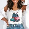Boston Terrier Merry Christmas Tree Truck Santa Dog X-Mas Flowy Tank, funny gift