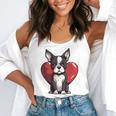 Boston Terrier Mom Dad Bostie Dog Lover Valentines Day Flowy Tank, funny gift
