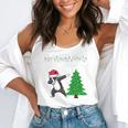 Boston Terrier Santa Hat Dabbing Around The Christmas Tree Flowy Tank, funny gift