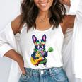 Hawaiian Boston Terrier & Pineapple Ukulele Summer Vacation Flowy Tank, funny gift