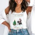 Ugly Christmas Tree Lights Xmas Santa Riding Boston Terrier Flowy Tank, funny gift